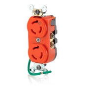 4550-IG Duplex Extra Heavy Duty Isolated Grounding Locking Receptacle, 250 V AC, 15 A, 2 Poles, 3 Wires, Orange