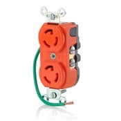 4750-IG Duplex Extra Heavy Duty Isolated Grounding Locking Receptacle, 277 V AC, 15 A, 2 Poles, 3 Wires, Orange