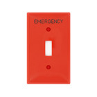 1-Gang Toggle Device Switch Wallplate, Standard Size, Thermoplastic Nylon, Hot Stamped "Emergency", Red