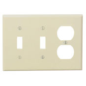 80521-I Midway Size Combination Wall Plate, 3 Gangs, 6-3/4 in W x 4-7/8 in H, Thermoset, Ivory