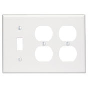 86047 Standard Size Combination Wall Plate, 3 Gangs, 6.38 in W x 4.5 in H, Thermoset, Ivory