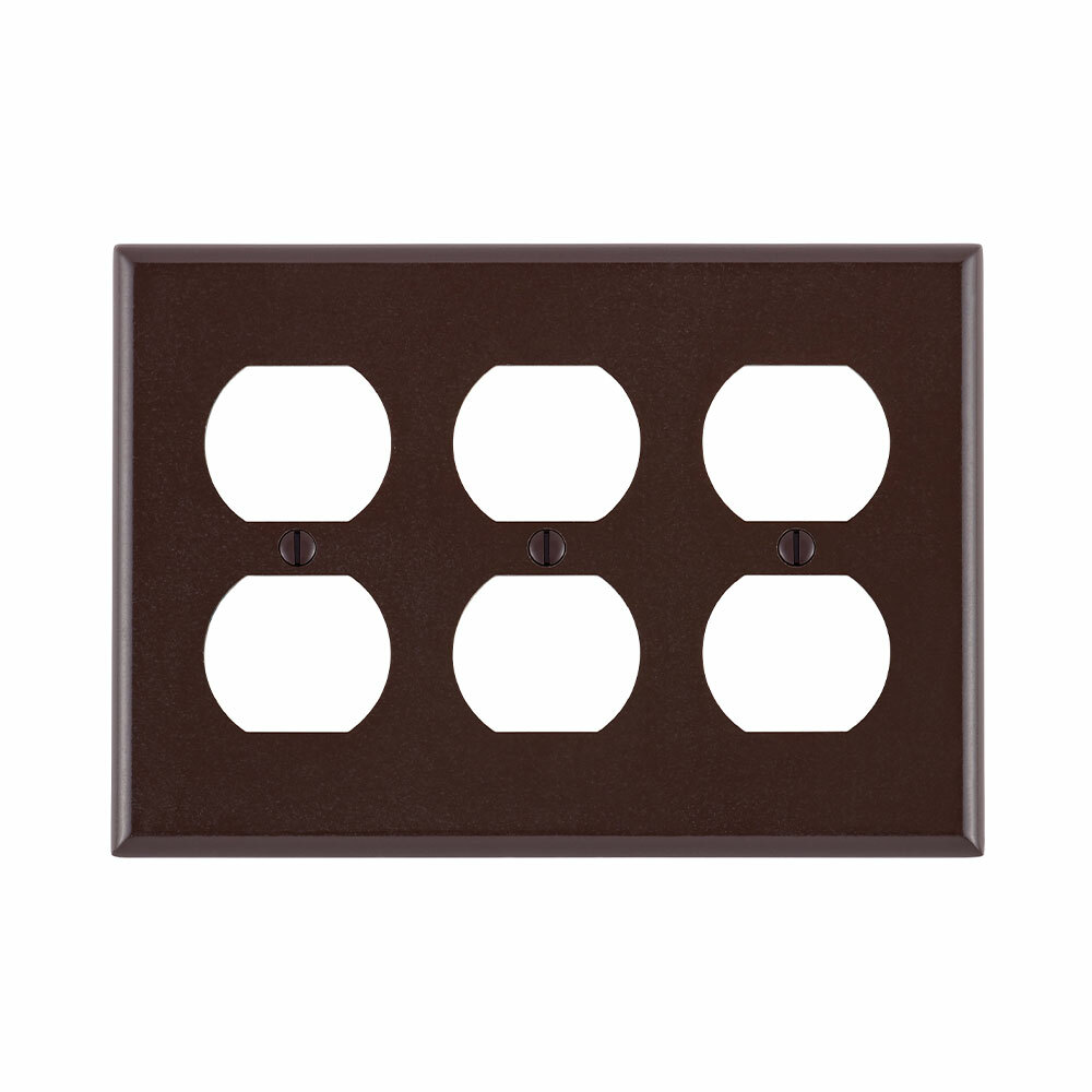 85030 Standard Size Wall Plate, 3 Gangs, 6.38 in W x 4.5 in H, Thermoset, Brown