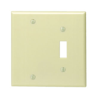 86006 Blank Standard Size Combination Wall Plate, 2 Gangs, 4.56 in W x 4.5 in H, Thermoset, Ivory