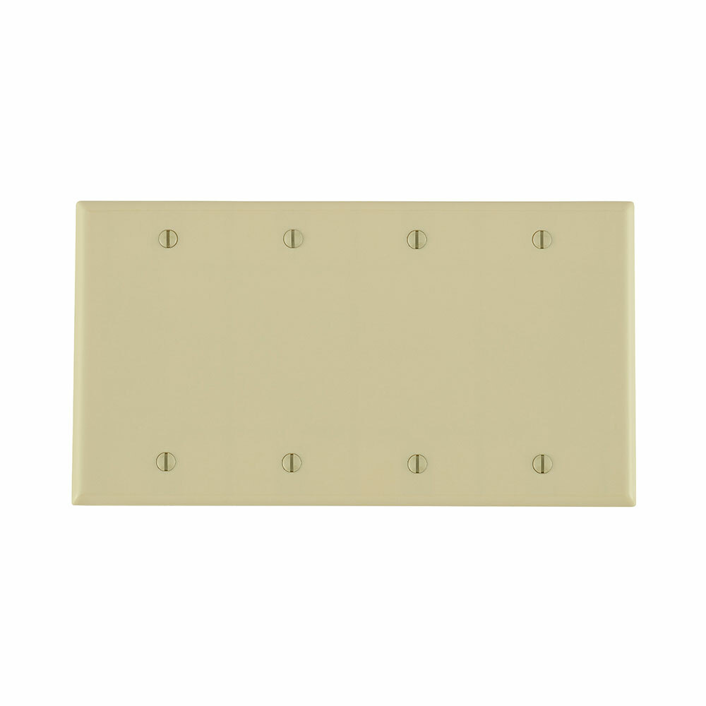 86064 Standard Size Blank Wall Plate, 4 Gangs, 8.19 in W x 4.5 in H, Thermoset Plastic, Ivory