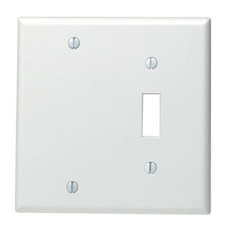 88006 Blank Standard Size Combination Wall Plate, 2 Gangs, 4.56 in W x 4.5 in H, Thermoset, White