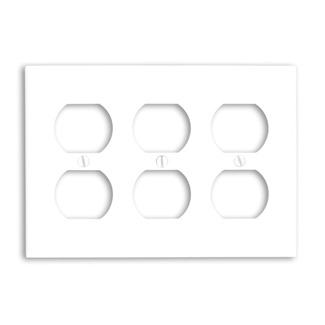 88030 Standard Size Wall Plate, 3 Gangs, 6.38 in W x 4.5 in H, Thermoset, White