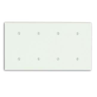 88057 Standard Size Blank Wall Plate, 4 Gangs, 8.19 in W x 4.5 in H, Thermoset Plastic, White