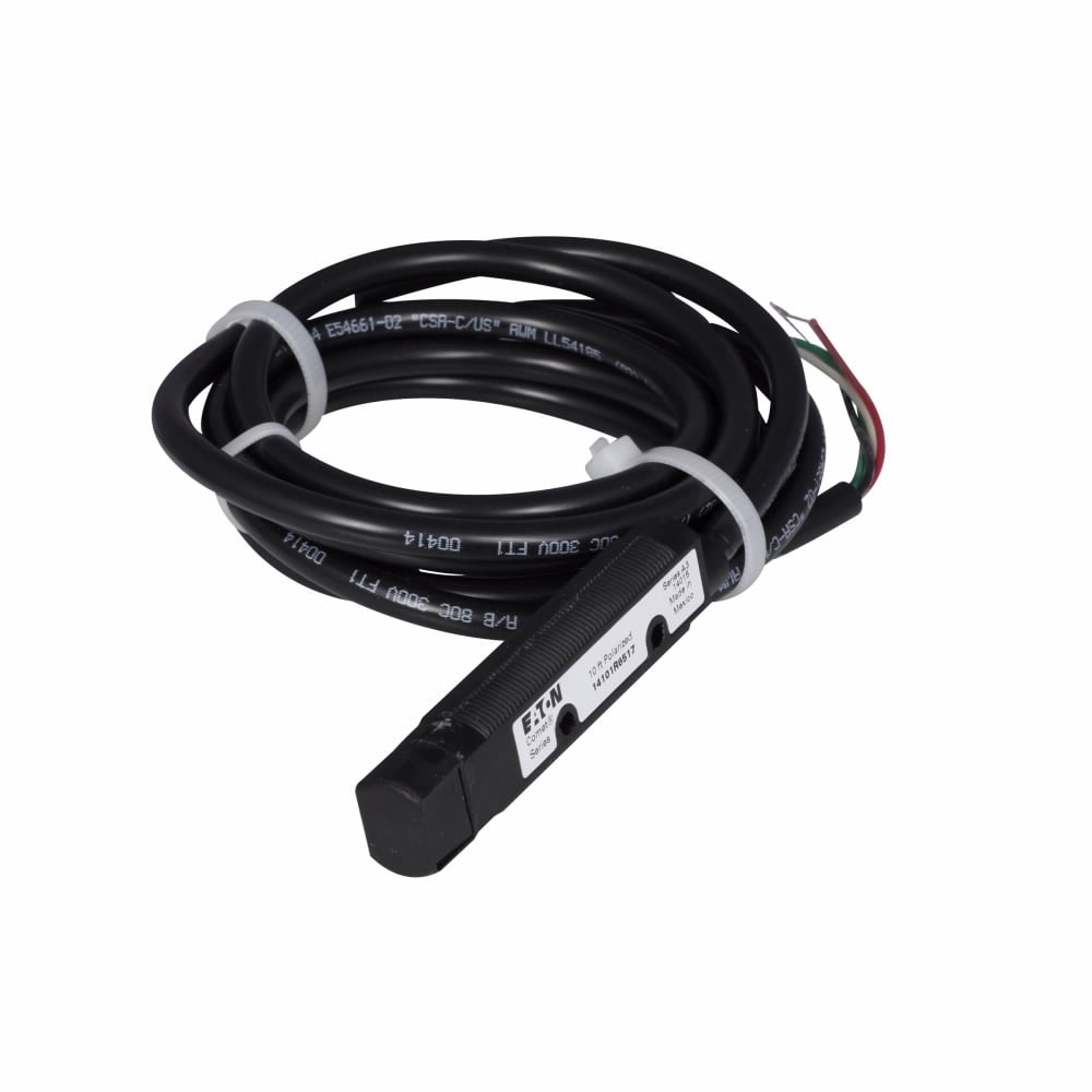 14101R6517 Comet 3/4-Wire Right Angle Photoelectric Sensor, Tubular Shape, 10 ft, Visible Red Sensing Beam, 1 ms Response, NPN/PNP Open Collector Output