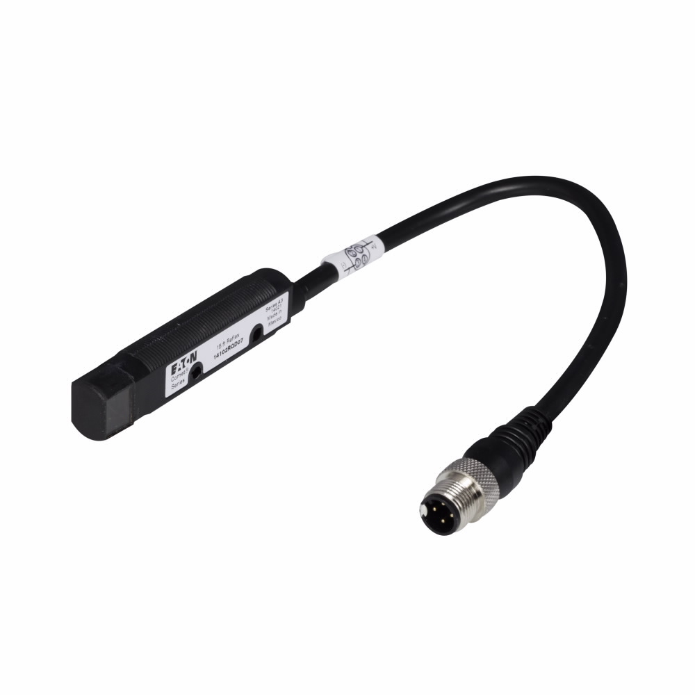 14102RQD07 Comet 3/4-Wire Photoelectric Sensor, Tubular Shape, 15 ft, Red Laser Sensing Beam, 1 ms Response, NPN/PNP Open Collector Output