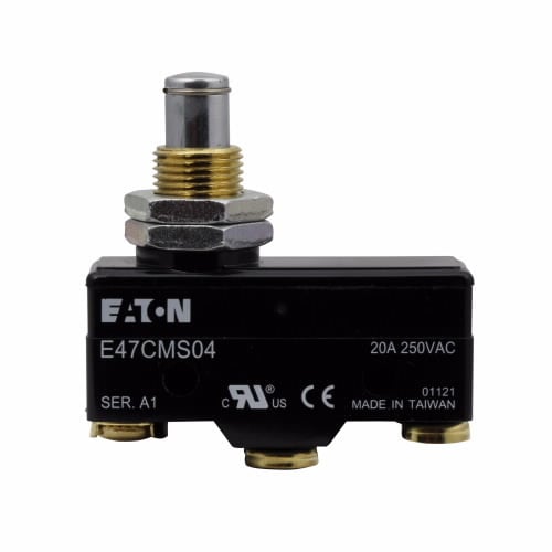 E47CMS04 Basic Precision Limit Switch, 20 A, Extended Plunger Actuator, 1 Form C SPDT Contact, 1 Poles