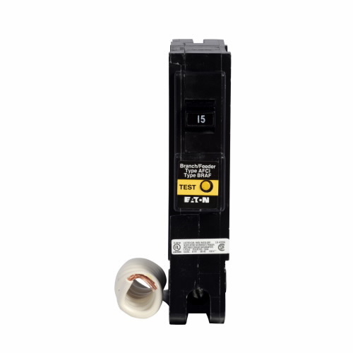 BR115AFCS Type BR AFCI Circuit Breaker, 120/240 V AC, 15 A, 10 kA Interrupt, 1 Poles