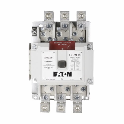 C25LNE3360AC L-Frame Non-Reversing Definite Purpose Contactor With Metal Mounting Plate, 110 to 120 V AC V Coil, 360 A Inductive/Resistive, 1NO-1NC Contact, 3 Poles