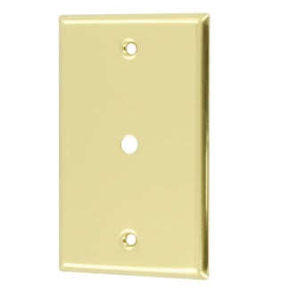 81013-PB Standard Size Phone/Cable Outlet, 1 Gangs, 2-3/4 in W, Brass, Box Mount
