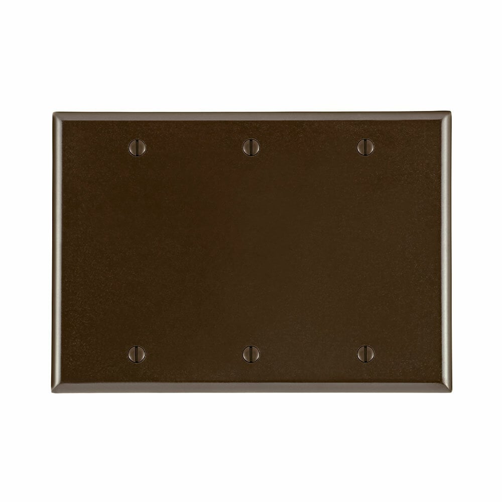 85033 Standard Size Blank Wall Plate, 3 Gangs, 6.38 in W x 4.5 in H, Thermoset Plastic, Brown