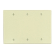 86033 Standard Size Blank Wall Plate, 3 Gangs, 6.38 in W x 4.5 in H, Thermoset Plastic, Ivory