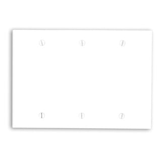 88033 Standard Size Blank Wall Plate, 3 Gangs, 6.38 in W x 4.5 in H, Thermoset Plastic, White