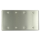 4-Gang No Device Blank Wallplate, Standard Size, 302 Stainless Steel, Box Mount, - Stainless Steel