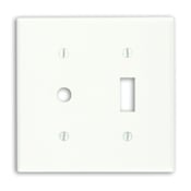 86077 Standard Size Combination Wall Plate, 2 Gangs, 4.56 in W x 4.5 in H, Thermoset, Ivory