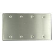 84064 Standard Size Blank Wall Plate, 4 Gangs, 8.19 in W x 4.5 in H, 430 Stainless Steel
