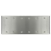 84066-40 Standard Size Blank Wall Plate, 6 Gangs, 11.81 in W x 4.5 in H, 302 Stainless Steel