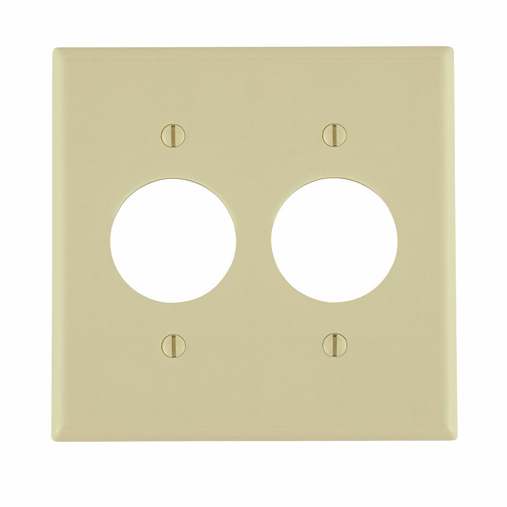 86052 Standard Size Traditional Wall Plate, 2 Gangs, 4.56 in W x 4.5 in H, Thermoset, Ivory