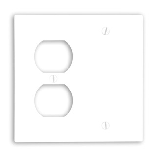 88008 Blank Standard Size Combination Wall Plate, 2 Gangs, 4.56 in W x 4.5 in H, Thermoset, White