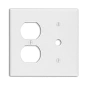 88078 Standard Size Combination Wall Plate, 2 Gangs, 4.56 in W x 4.5 in H, Thermoset, White
