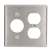 84046-40 Standard Size Combination Wall Plate, 2 Gangs, 4.56 in W x 4.5 in H, 302 Stainless Steel