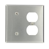 84087-40 Blank Standard Size Combination Wall Plate, 2 Gangs, 4.56 in W x 4.5 in H, 302 Stainless Steel