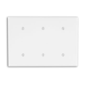 88035 Standard Size Blank Wall Plate, 3 Gangs, 6.38 in W x 4.5 in H, Thermoset Plastic, White