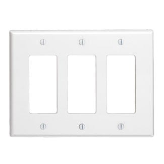 80611-W Decora Midway Size Wall Plate, 3 Gangs, 6.75 in W x 4.88 in H, Thermoset, White