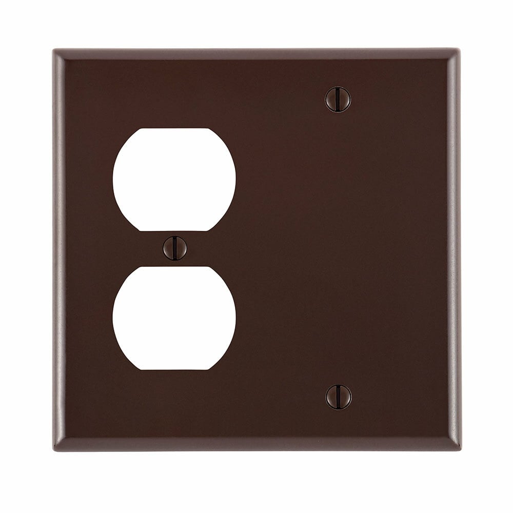 85008 Blank Standard Size Combination Wall Plate, 2 Gangs, 4.56 in W x 4.5 in H, Thermoset, Brown