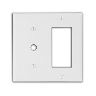 80479-W Decora Standard Size Combination Wall Plate, 2 Gangs, 4.56 in W x 4.5 in H, Thermoset, White