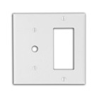 2-Gang 1-Decora 1-Telephone/Cable .406 Device Combination Wallplate, Thermoset, Strap Mount, White