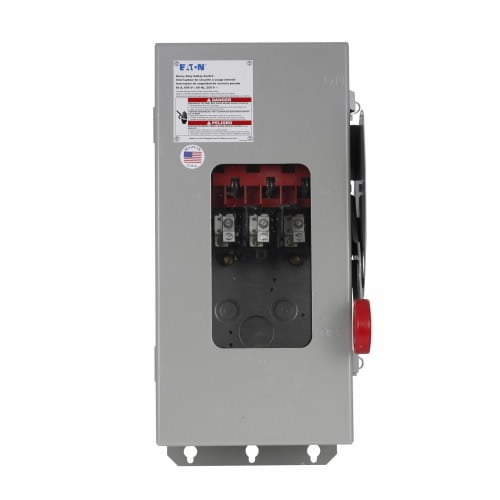 DH361NDKW DH Series Heavy Duty Fusible Safety Switch, 600 V AC, 30 A, 7-1/2 hp, 10 hp, 15 hp, 20 hp, 3PST Contact, 3 Poles