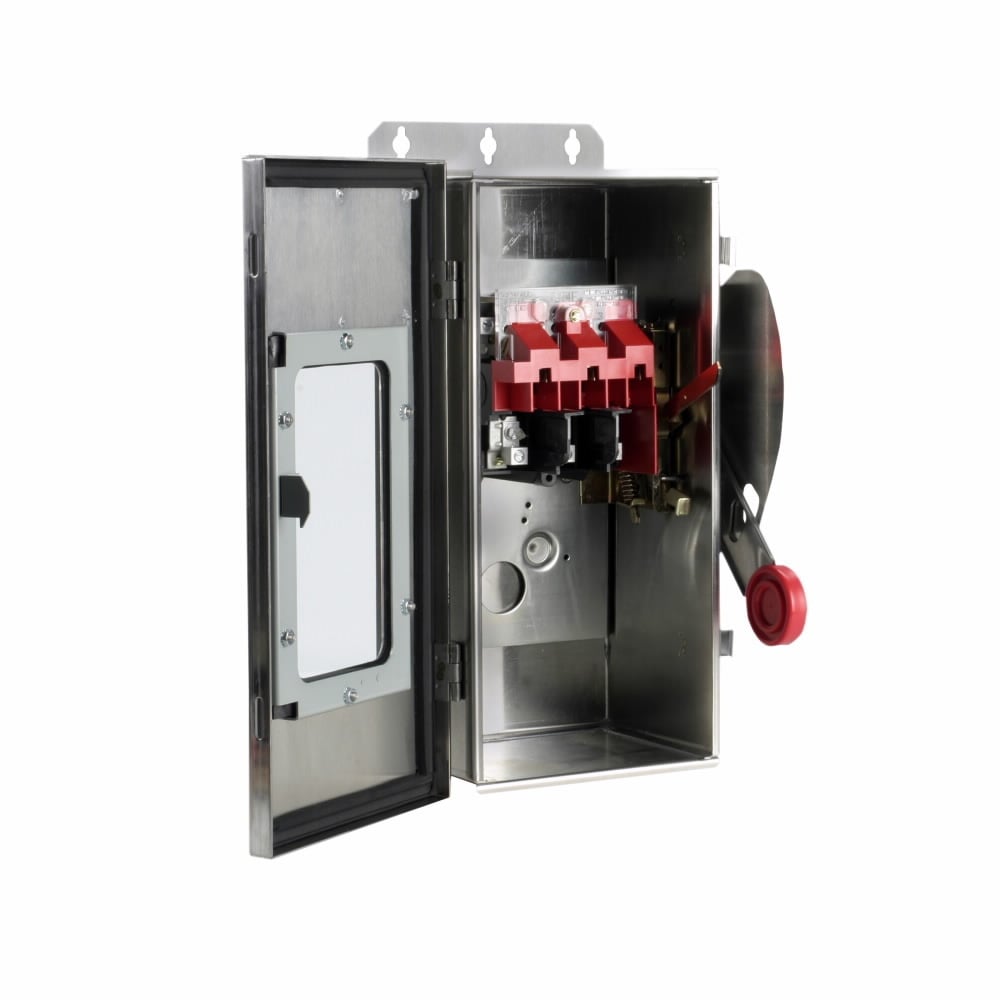 DH361UWKW Heavy Duty Non-Fusible Low Voltage Single Throw Safety Switch With Upper Viewing Window, 600 V AC, 30 A, 5 hp, 7.5 hp, 10 hp, 20 hp, 30 hp, 3PST Contact, 3 Poles