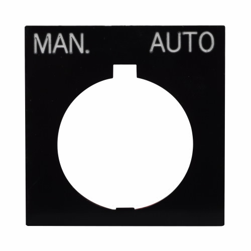 E34SP42 E34 2-Position Standard Legend Plate With Base Plate, 0.1 in H x 1.7 in W, Square Plate, Plastic, Black Field