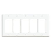 80423-E Decora Standard Size Wall Plate, 5 Gangs, 9.99 in W x 4.5 in H, Thermoset, Black
