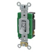3032-PLC Illuminated ON Self-Grounding Toggle Switch, 120 V AC, 30 A, 2 hp Power Rating