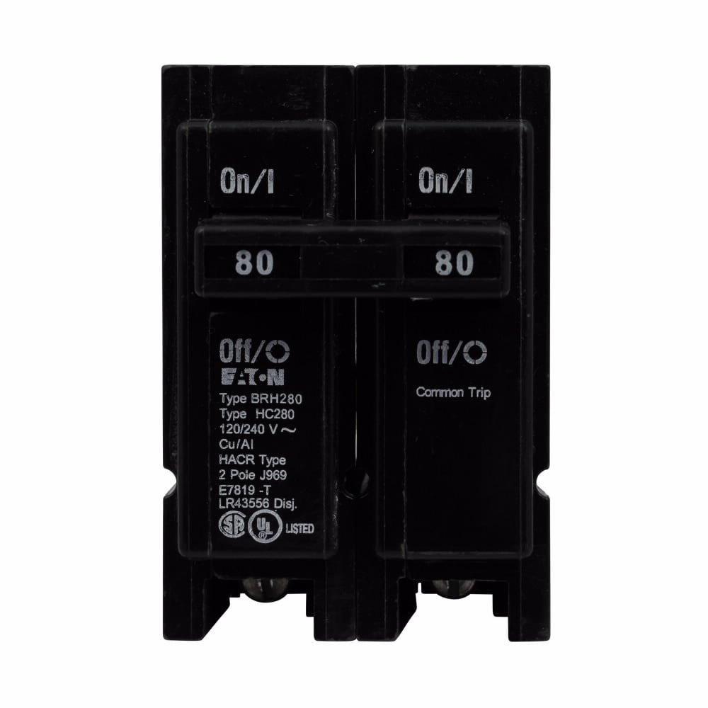 BRH280 Miniature Circuit Breaker, 80 Amp, 2 Pole, 120/240V