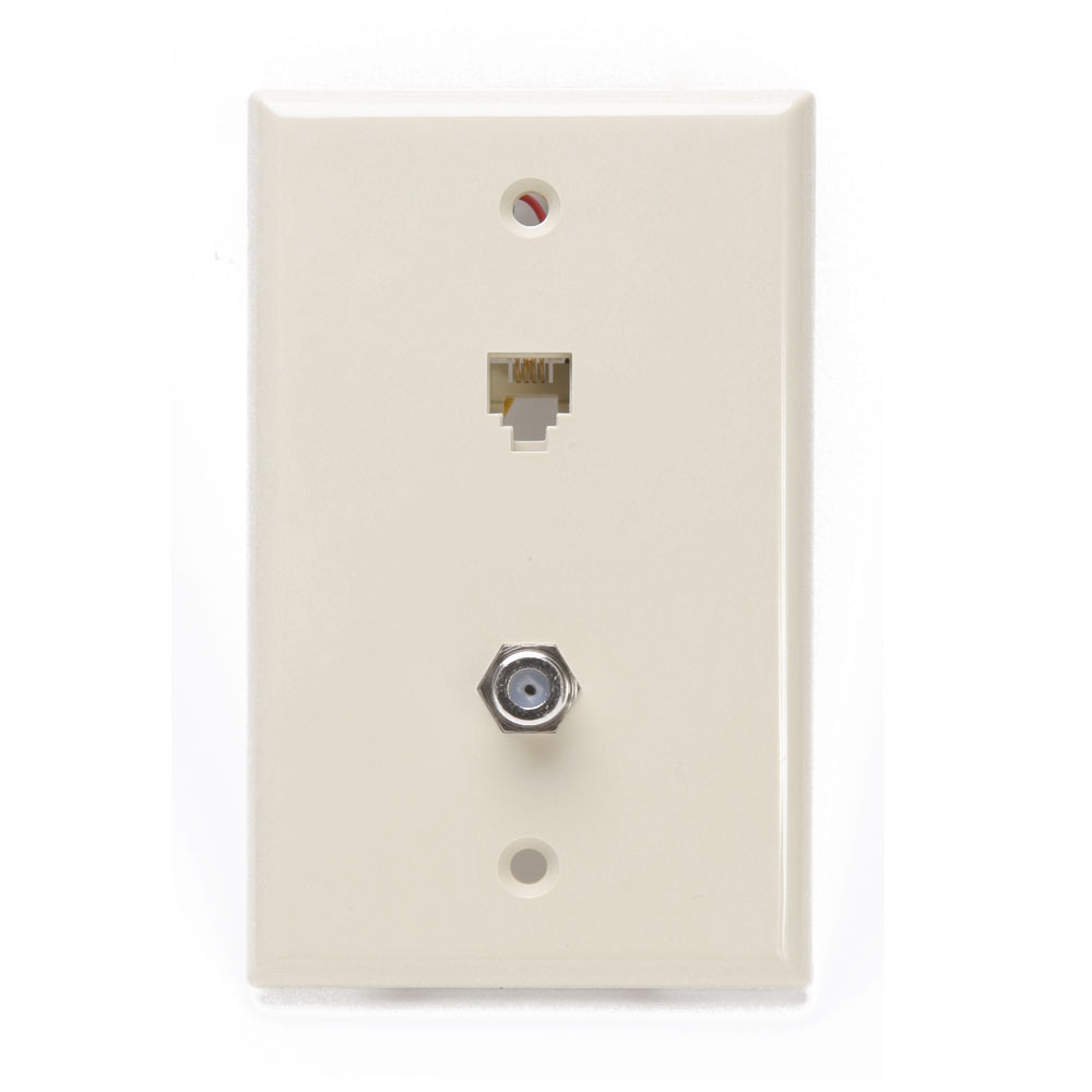 40259-I Modular Screw Terminal Standard Telephone Wall Jack, 1 Gang, 2-3/4 in W, Plastic, Wall Mount