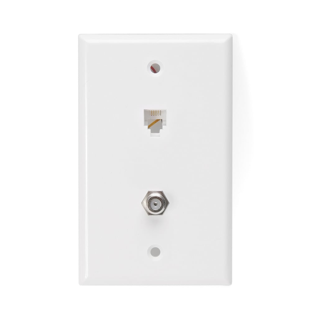 40259-W Modular Screw Terminal Standard Telephone Wall Jack, 1 Gang, 2-3/4 in W, Plastic, Wall Mount