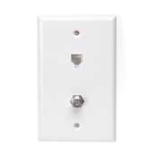 40258-W Modular Screw Terminal Standard Telephone Wall Jack, 1 Gang, 2-3/4 in W, Plastic, Wall Mount