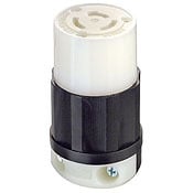7314-C 1-Phase Non-Grounding Cable Mount Locking Connector, 125/250 V AC, 20 A, 3 Poles, 3 Wires, Black/White