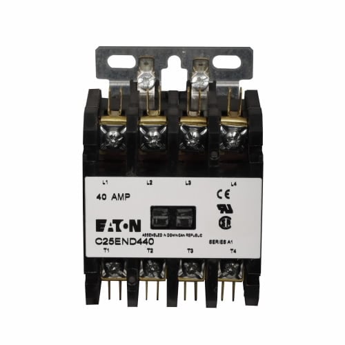 C25ENF4401T E-Frame Definite Purpose Contactor, 24 V DC V Coil, 40 A, 1NC Contact, 4 Poles