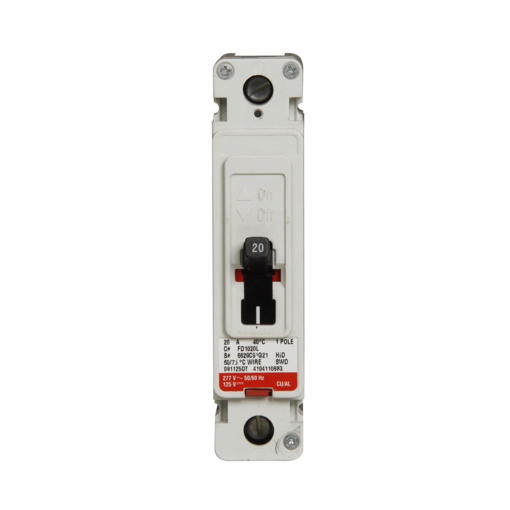 FD1060L C Series Type FD Molded Case Circuit Breaker, 347 V AC/125 V DC, 60 A, 18/35 kA Interrupt, 1 Pole, Thermal Magnetic Trip
