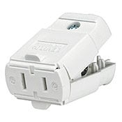 102-WP Cable Mount Light Duty Non-Grounding Polarized Straight Blade Connector, 125 V AC, 15 A, 2 Poles, 2 Wires, White