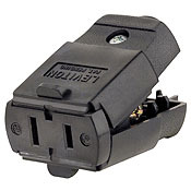 102-EP Cable Mount Light Duty Non-Grounding Polarized Straight Blade Connector, 125 V AC, 15 A, 2 Poles, 2 Wires, Black