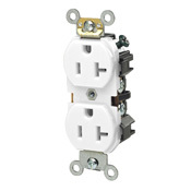 5342-W Heavy Duty Straight Blade Duplex Receptacle, 125 V AC, 20 A, 2 Poles, 3 Wires, White