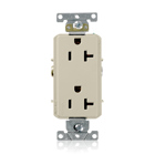 20 Amp, 125 Volt, NEMA 5-20R, 2P, 3W, Decora Plus Duplex Receptacle, Straight Blade, Commercial Grade, Self Grounding,  Side Wired, Steel Strap, - Ivory